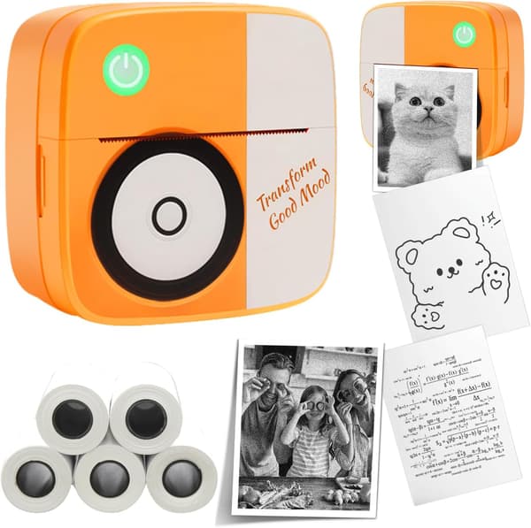 Mini termisk skriver Bluetooth blekkløs lommeskriver kompatibel med Android og iOS Bluetooth-etikettskriver kan skrive ut bilder, malerier og QR-koder