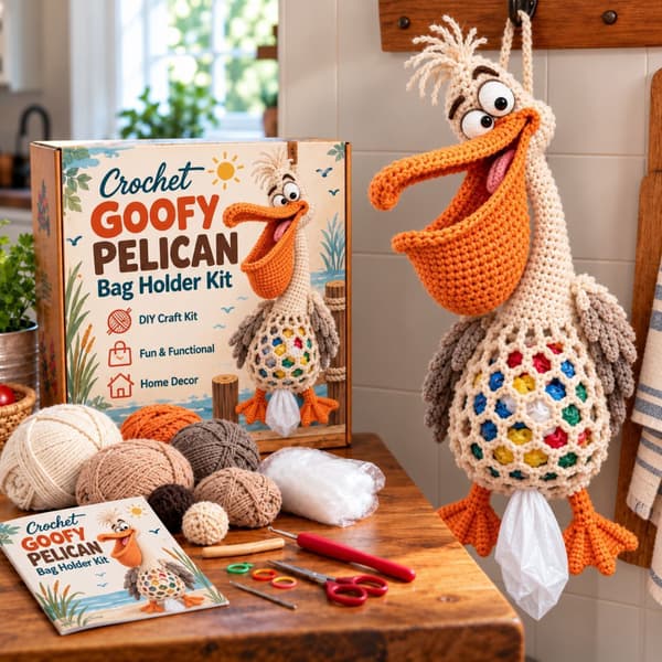 Heklet dyreposeholder DIY-sett - Håndlaget oppbevaringspose for barn DIY Material Kit vampire