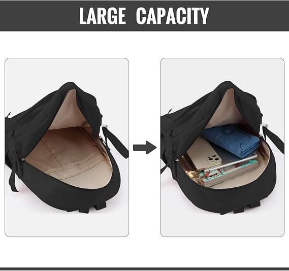 Kawaii School Backpack for Girls Cute Aesthetic Backpack School Bag with Pins and Accessories Black
