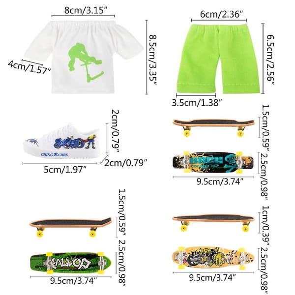 Fingerboard Sko & Bukser Finger Legetøjs Sæt Finger Skateboard Med Sko