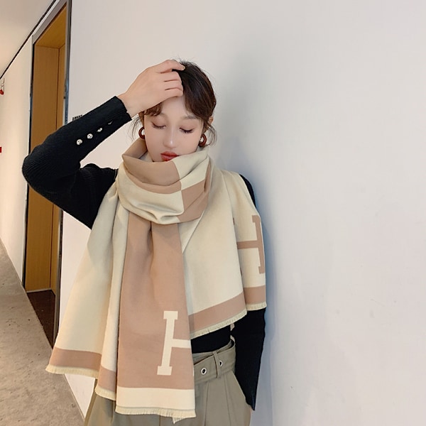 Kashmiriliknande scarf, dam färgblockerande varm scarf, medi
