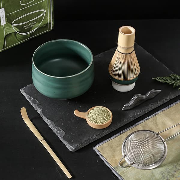 Matcha Te Sæt 4 Dele Starter Kit Ceremoni Tilbehør Grønt Pulver Skål Piskeske Ske
