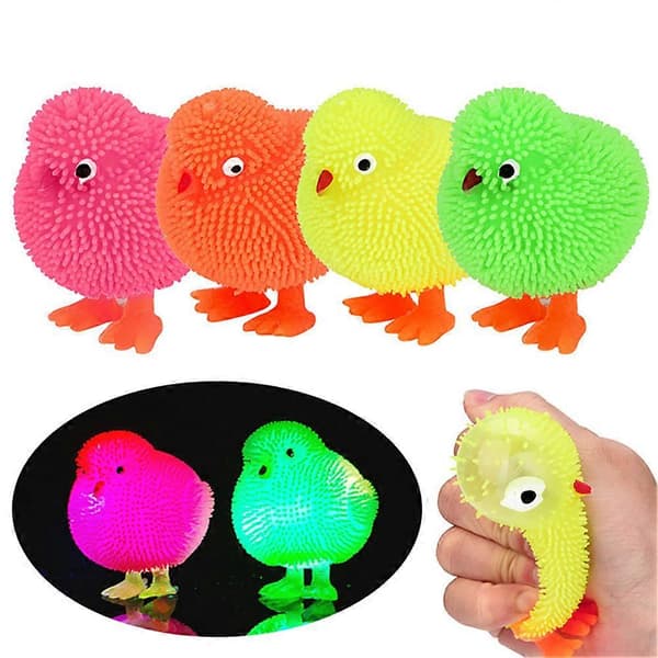 QingHai Søde Kyllinger Squidgy LED Blinkende Pufferbold Klem Stress Relief Børnelegetøj