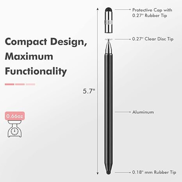 MEKO 3 i 1 Stylus Pennor för Pekskärmar, Hög Känslighet & Precision Kapacitiv Stylus för Apple iPad iPhone k-Svart/Roséguld)