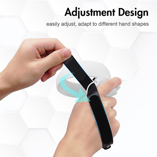 Justerbar Læder Håndrem til Meta Quest 2 Controller Anti Slip Hånd Black