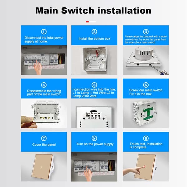 EU Stik Touch Panel med Lyssensor 1 2 3 Gang Udskiftning Plastik Touch Switch til Hotellampe