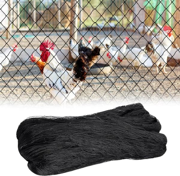 Gjenbrukbart fuglenett i nylon, 7,5x15m for hageavlinger og dammer, svart black