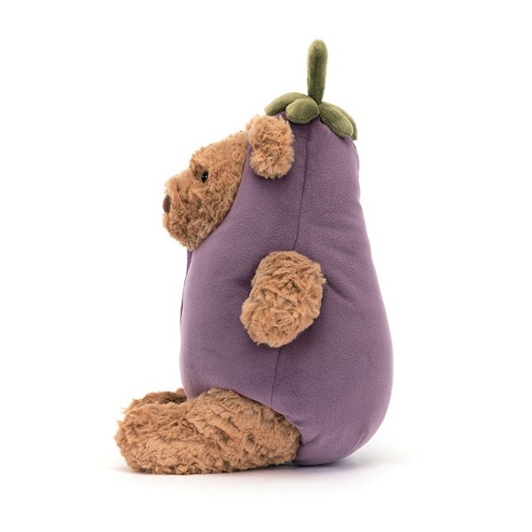 Jellycat Bartholomew Teddybjørn Plysdyr, 28 cm Blød Kramme Klassisk Gave til Børn Aubergine Bjørn