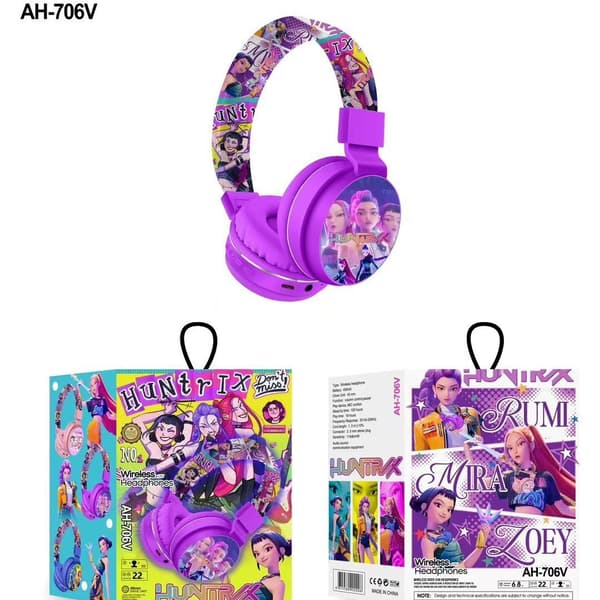 Søde tegneseriepigehovedtelefoner til børn - Stereo Bluetooth-hovedtelefoner Purple
