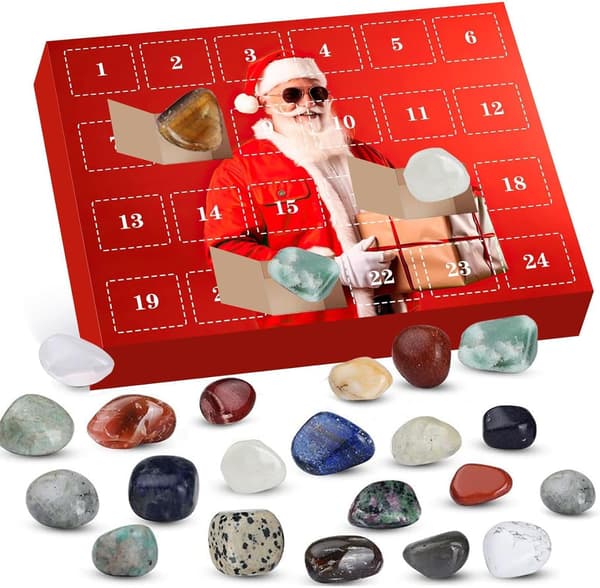 Adventskalender 2024 med 24 Mini Edelstener Overraskelsesgave til Barn Gutter Jenter Jule Nedtelling
