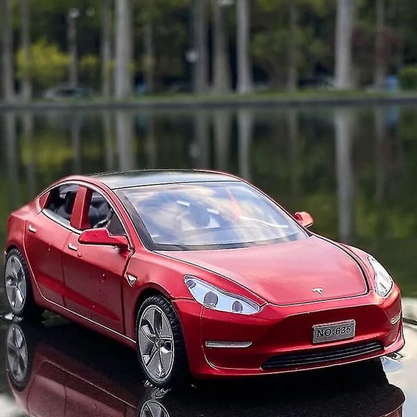 1:32 Tesla Model X Model 3 Model S Model Y Legeringsbilmodell Støpte Lekebiler Lyd og Lys Barneleker for Barn Gaver Gutter Leker