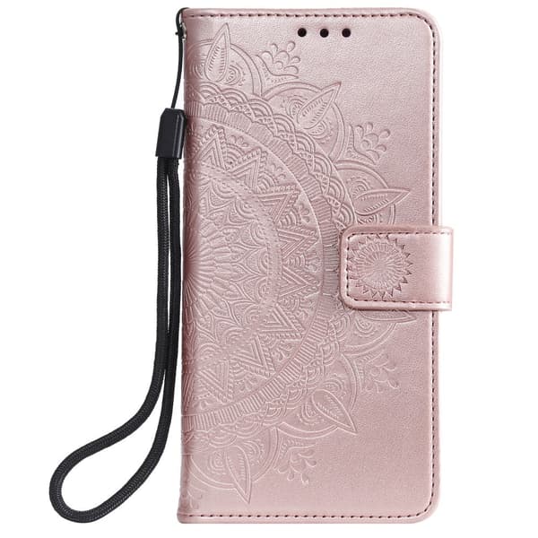 iPhone 13 - Trykt Mandala Læder Etui - Rosaguld 70