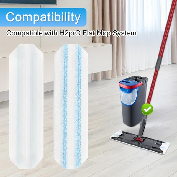 6-pack mikrofibermoppdynor kompatibla med O-Cedar H2prO plattmoppsystem tvättbart och återanvändbart mopphuvud för Ocedar H2pro plattmopp hållbar