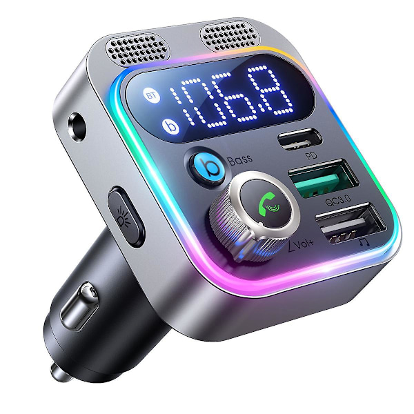 48W Dubbla Portar Snabbladdande Bluetooth Billaddare Sändare Mp3-spelare