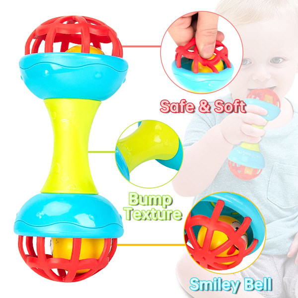 Babyskallror 2 st Babyleksaker Skakare Grepp Snurr Set Sensorisk Pedagogisk Nyfödd