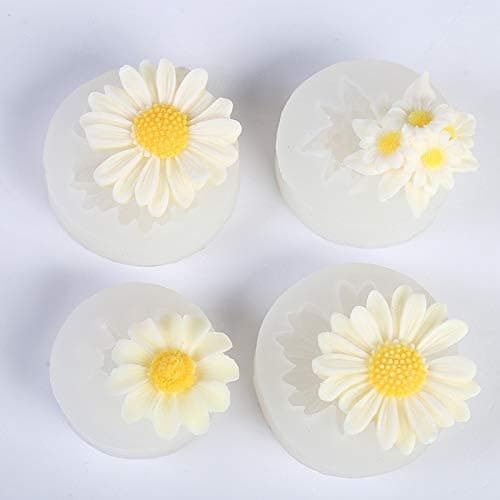 4 stk Daisy Resin Daisyform Blomsterform Smykker Resin Støbeform Håndlavede Silikoneforme til Resin Lysfremstilling Forme Håndværk daisy-4-pack