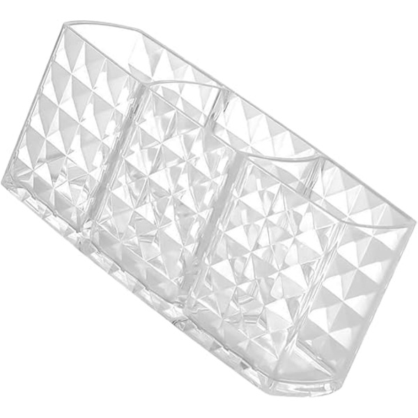 Transparent Pen Holder 3 rum Makeupbørsteholder Kosmetiske børster Opbevaringskrukke til kontorværelse Badeværelse Organisations tilbehør