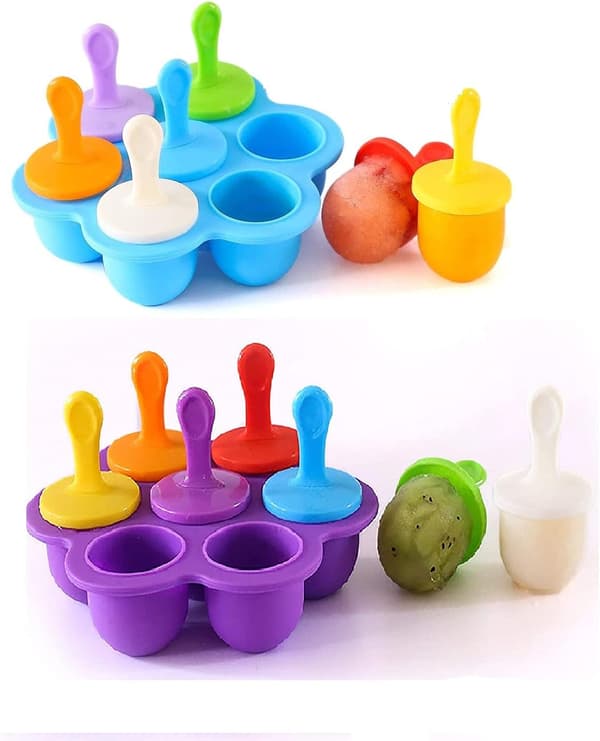 Silikon Mini Iskremformer For Iskrem På Pinne Blå Og Lilla 2-Pakning
