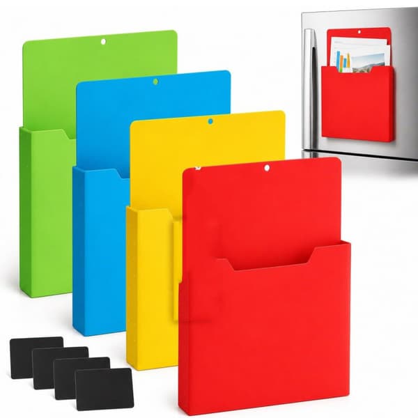 Magnetisk A4-filhållare Pappersorganisatör Kylskåpsmagasinställ Magnetisk mapp Red A4 hanging
