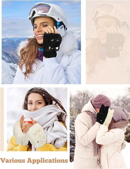Vinterhandsker Vindtætte Termiske Varme Hvide Sorte 2 Par 16cm Unisex Koldt Vejr