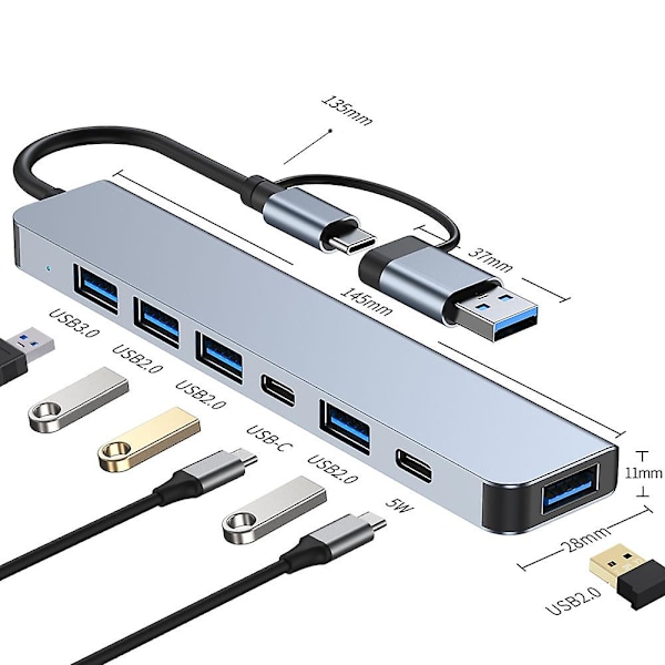 Multiport USB Hub 3.0 Multi USB -jakaja 4 USB C -porttia 3.0 2.0 -porttia PC-kannettavan tietokoneen hubille