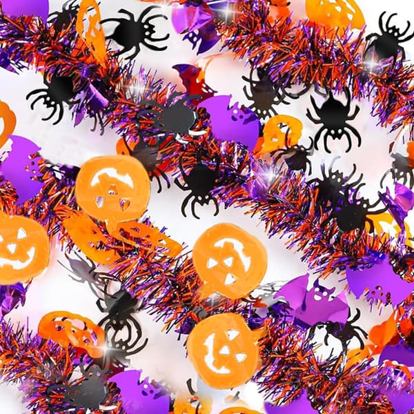 Halloween-dekorasjonsgirlander med gresskar, edderkopp, flaggermus, 2m x 9cm plastfestgirlander 2M-9cm