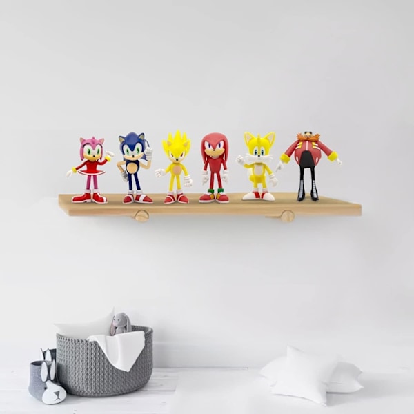 Sonic Actionfigurer, 8 cm höga, Sonic Leksaker, Sonic Actionfigur Samlarobjekt (6-pack)