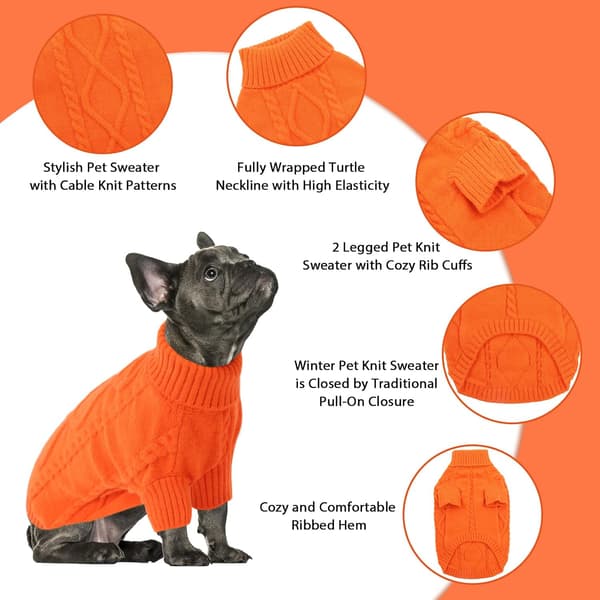 Varm hundetrøje til koldt vejr X-Large Orange Pullover til små hunde 23-32Ib Bryst 62cm Hals 42cm Ryglængde 46cm