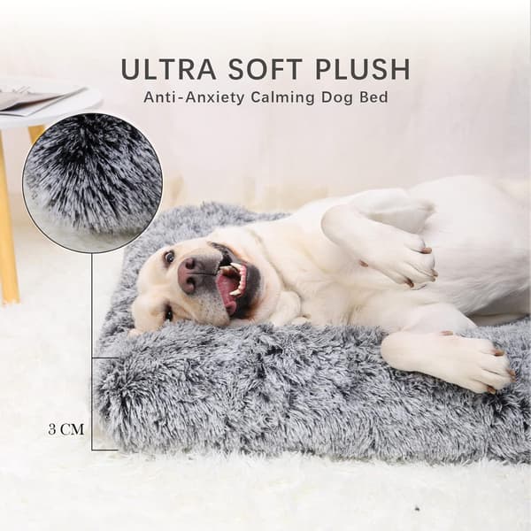 Plysj Hundeseng Medium Vaskbar Polyester Røyter Ikke Nupper Ikke Dyrepute Grå 76x30cm