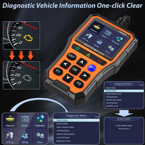 OBD2 Scanner Auto Code Reader med Bluetooth Køretøjskodeaflæser Auto Scanner ABS SRS Transmissionsdiagnoseværktøj