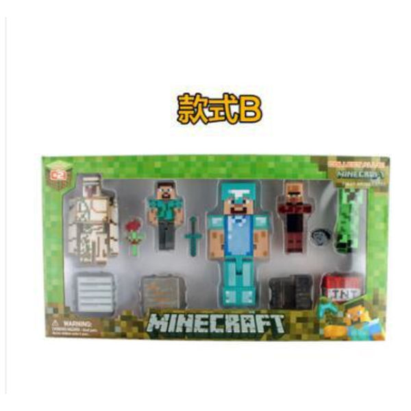 Minecraft prydnader docka Creeper Steve liten svart docka Glowing Pickaxe