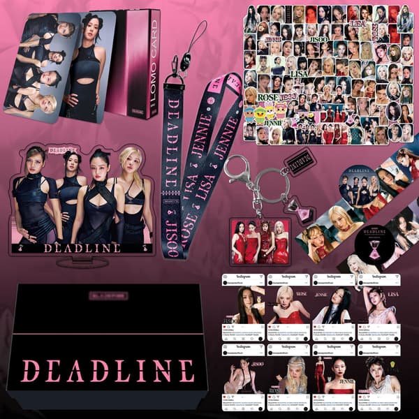 Deadlines Sticker Sæt Sort Pink Gruppe Æstetisk Papirvarer Gaveæske BP Gift Box Deadline