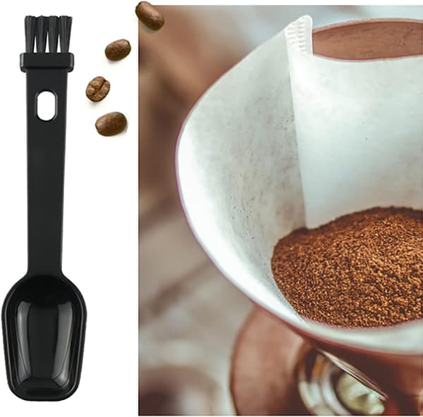 Kaffeskopa med espressotamperborste 6 st 2 i 1 kaffekvarnsrengöringsborste med sked för rengöring av pulver, pellets, djurfoder, spannmål