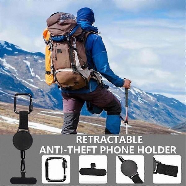 Justerbar tyverisikret telefonstropp med belteklips