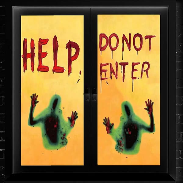 Halloween Haunted House Decoration Reusable DIY Bloody Text Wall Stickers 4 Pieces