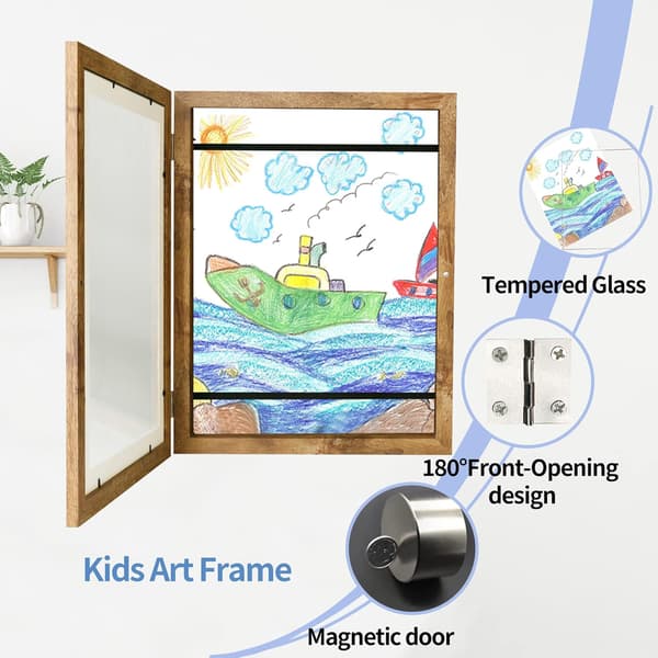 2-pack konstramar, 21*30cm barnramar med frontöppning för konstverk, barnkonstramar, utbytbar förvaring för 50, barnkonst