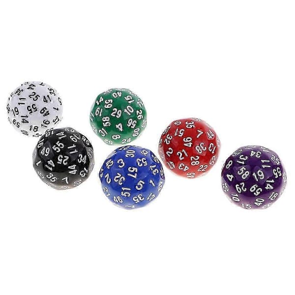 6x 60-sivuista noppaa D60 Polyhedral noppaa RPG-lautapeliin