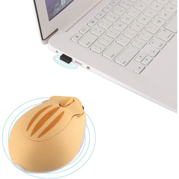 Trådløs Mus Sød Hamster Formet Computermus 1200DPI Mindre Støj Bærbar USB Mus Trådløs Mus til PC Laptop Computer Notebook (Gul)