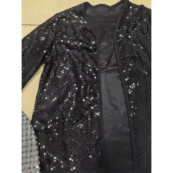Michael Jackson Thriller cosplay-kostume til voksne og børn - Glitrende sort jakke danseoutfit Sequined 7-piece set 110cm