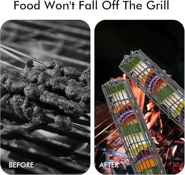 2 stk. trækollektion grillkurv, kebab grillkurv rustfrit stål, rustfrit stål tilbehørskurve til grillning