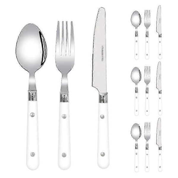 12 Pieces White Cutlery Set for Kitchen Service