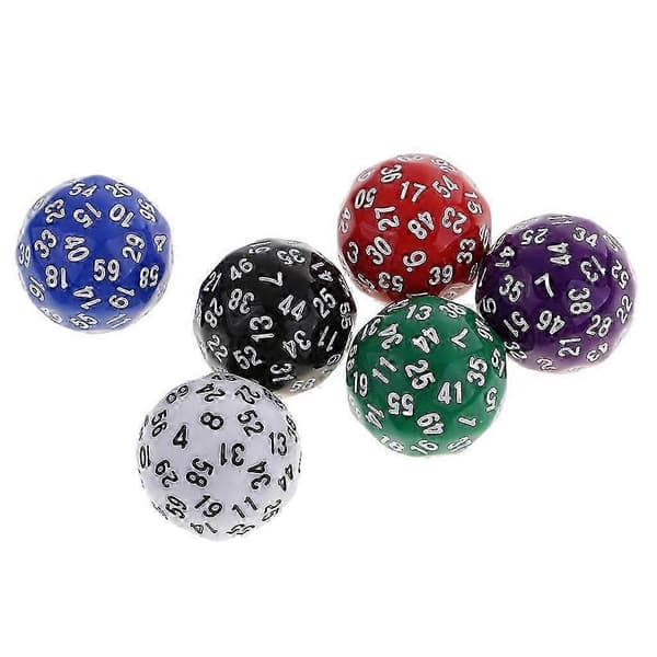 6x 60-sivuista noppaa D60 Polyhedral noppaa RPG-lautapeliin