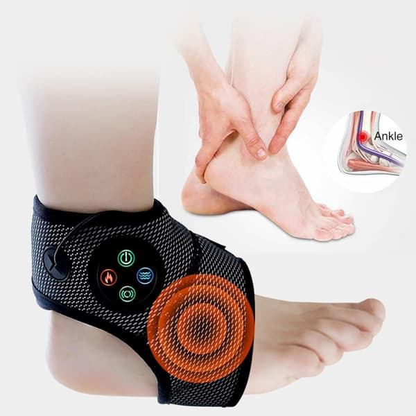Elektrisk ankelmassager, varmende vibrationsfodankelmassager, kompressionsterapi, ledstrækmassage til genopretning af ledskader, smerter og