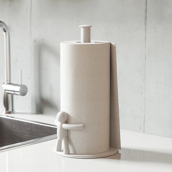 Hvit papirhåndkleholder for benkeplate