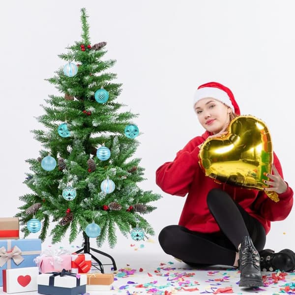 Blå Julgranskulor Set med 12 Plastprydnader 6cm för Julgransdekoration