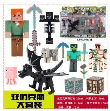 Minecraft ornamenter dukke creeper Steve lille sort dukke Glowing Pickaxe