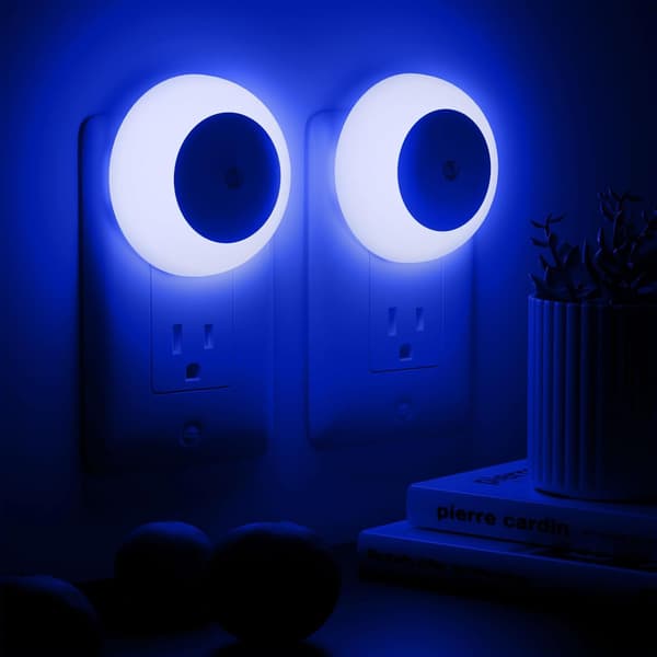 2-pakning LED nattlys med sensor for barnerom, automatisk fra skumring til daggry