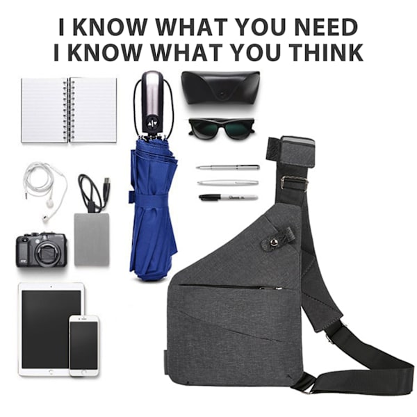 Liten Sling Bag Plånbok Stöldskydd Axelväska Män Kvinnor Crossbody Väska Grå gray Left Side
