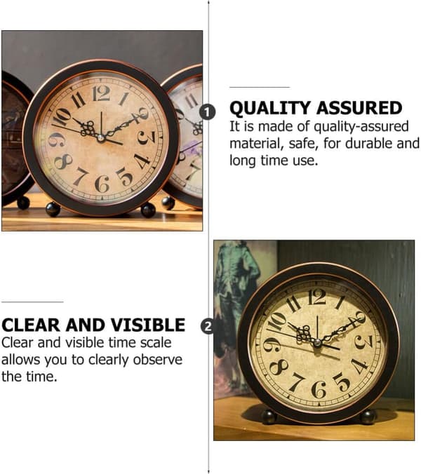 Retro Väckarklocka Dekorativ Bordsklocka för Sovrum Kök och Kontor Tyst Design för Stilfull Heminredning Material för Långvarig Användning