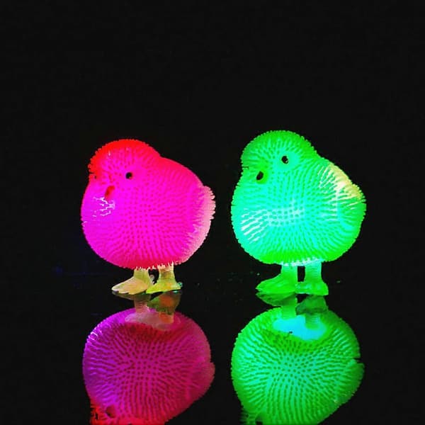 QingHai Søde Kyllinger Squidgy LED Blinkende Pufferbold Klem Stress Relief Børnelegetøj